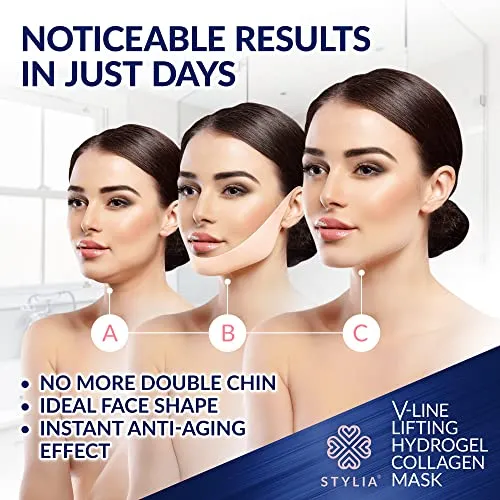 10 Piece V Line Shaping Face Masks – Double Chin Reducer - Lifting Hydrogel Collagen Mask with Aloe Vera – Anti-Aging and Anti-Wrinkle Band - Contouring, Slimming and Firming Face Lift Sheet