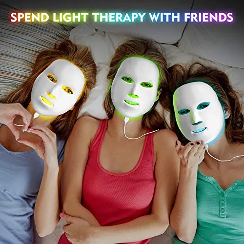 7 Color Facial Mask | Photon Face Skin Care System | Healthy Smooth Skin Rejuvenation | Anti-Aging, Tightening, Toning, Wrinkle Acne Treatment | Collagen Restoring & Whitening Device