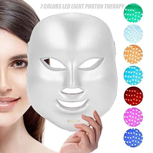 7 Color Facial Mask | Photon Face Skin Care System | Healthy Smooth Skin Rejuvenation | Anti-Aging, Tightening, Toning, Wrinkle Acne Treatment | Collagen Restoring & Whitening Device