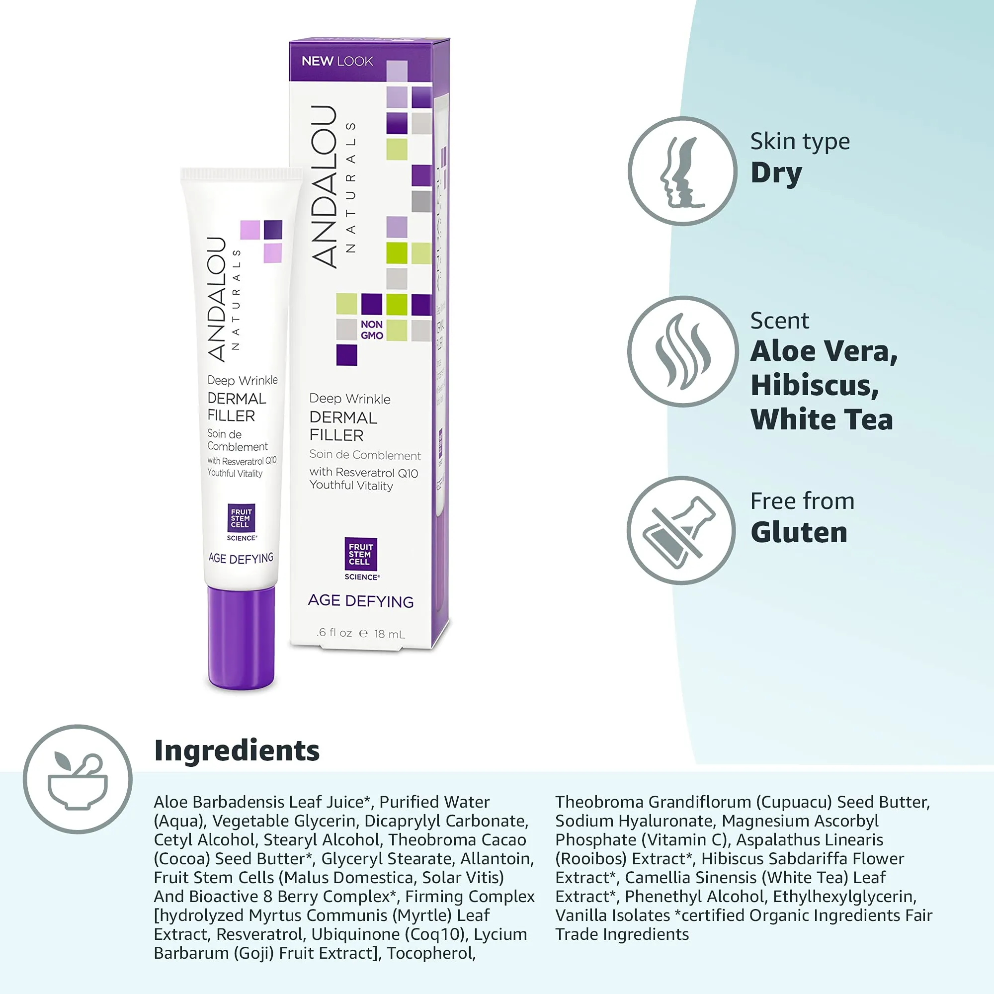 Andalou Naturals Deep Wrinkle Dermal Filler, Aloe Vera, 0.6 Fl Oz