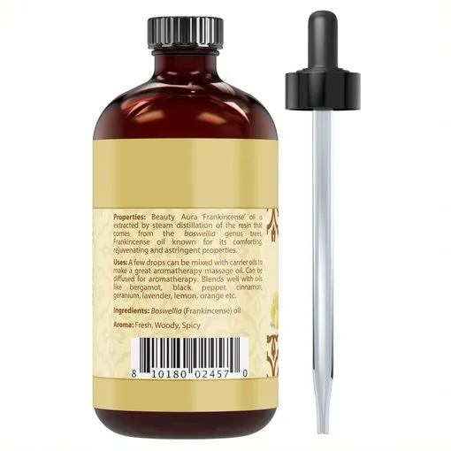 Beauty Aura Frankincense Oil | Therapeutic Grade Essential Oil | 4 Fl. Oz