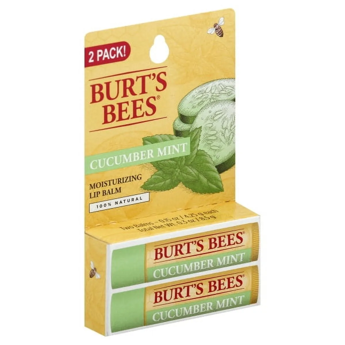 Burt's Bee Cucumber Mint Moisturizing Lip Balm 2 pack